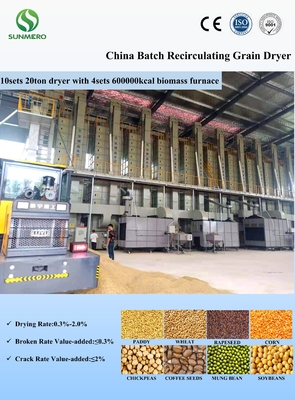 CE Persetujuan Aliran Campuran Pengering Gandum, Sistem Pengeringan Gandum 22 Ton Per Batch